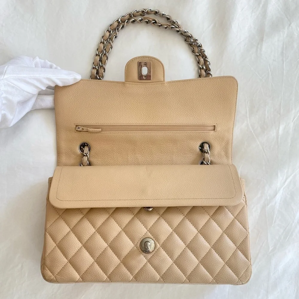 Chanel Beige Classic Medium Double Flap Bag